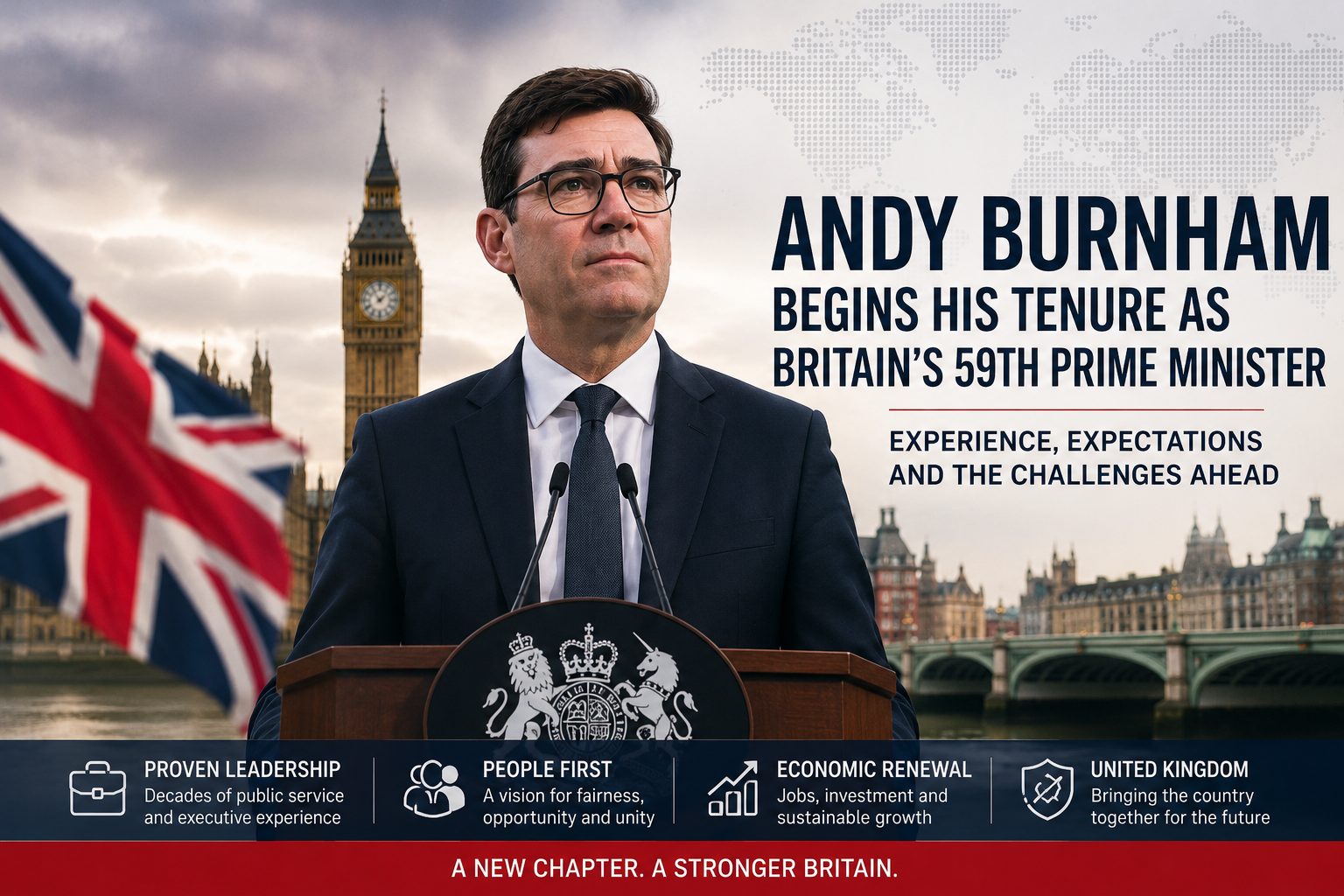 Andy Burnham Begins His Tenure as Britain’s 59th Prime Minister: Experience, Expectations and the Challenges Ahead